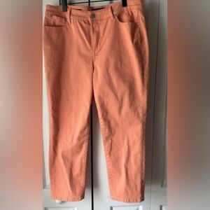 EUC Talbot GARMENT DYE GIRLFRIEND ORANGE SALMON CHINO PANTS ANKLE STYLE